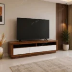 میز تلویزیون مدل لوتوس سفید گردویی