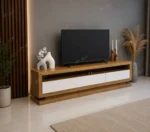 میز تلویزیون مدل لوتوس سفید بلوط - Image 3